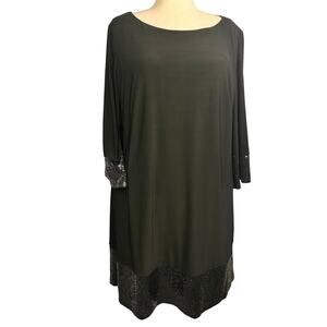 Eliza J dress women size 18W A-line embroidered bell sleeves zip back closure